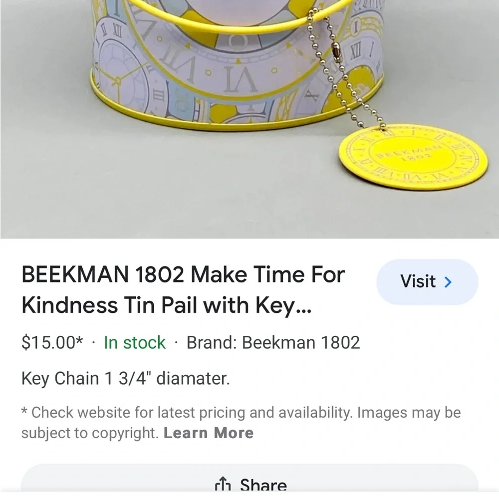BEEKMAN 1802 Make Time for Kindness Collector’s Tin Pail with Key Chain